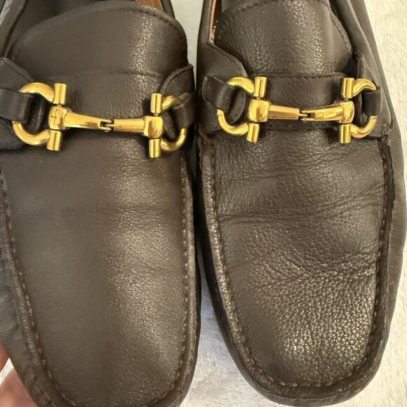 Men’s Salvatore Ferragamo Parigi Gancini Brown Leather Drivers US 9 EEE Wide - Picture 11 of 14